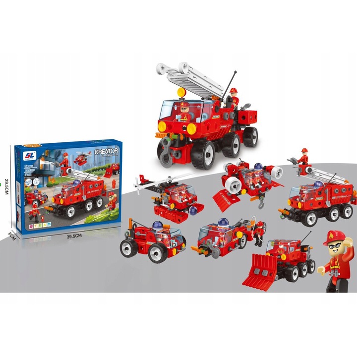 Set de constructie ChRLD, 159 elemente, vehicule de salvare, multicolor, 39,5x29,5x8cm