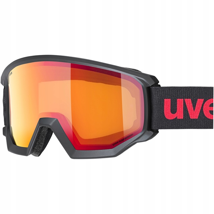 Gogle narciarskie Uvex Athletic FM, black matt, mirror red lasergold lite, 100% protectie UV, tehnologie OTG