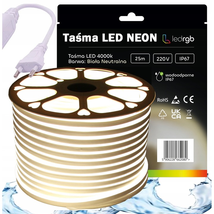 Комплект LED NEON ленти 220/230V 25м 4000K неутрално бяло IP67