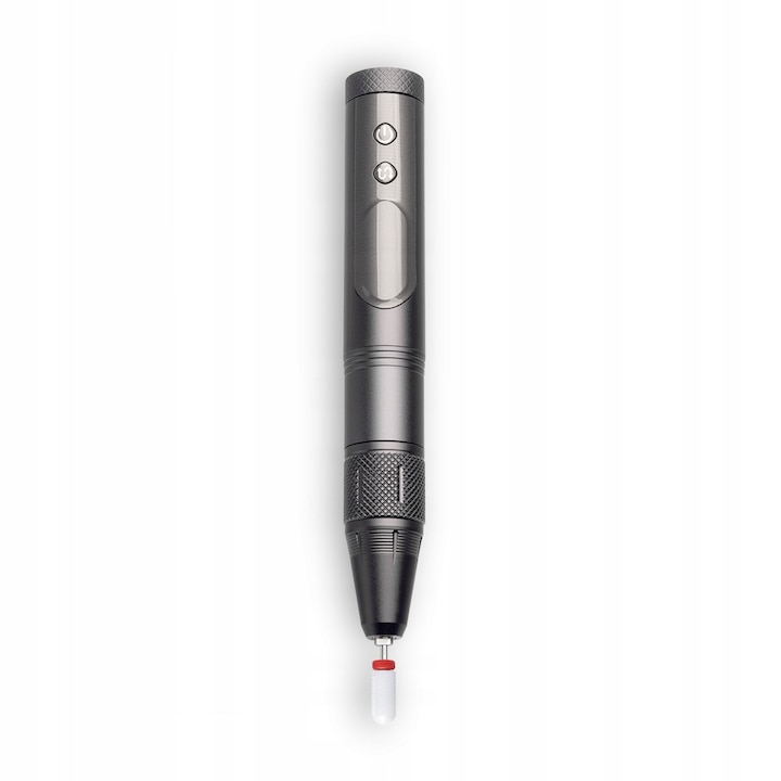 Vezeték nélküli körömcsiszoló PEN NAIL DRILL, grafit, 15W, 35000 RPM, kerámia csiszolófej készlettel, NeoNail