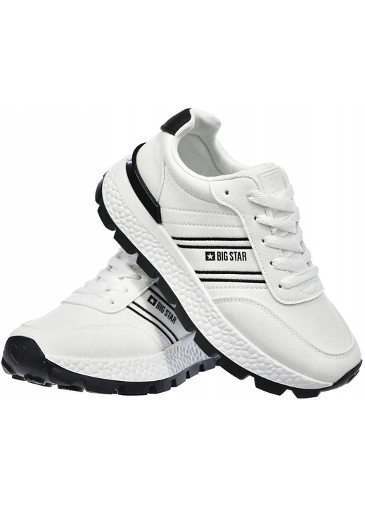 Pantofi sport dama, Big Star, model TT274882, alb/negru, material textil