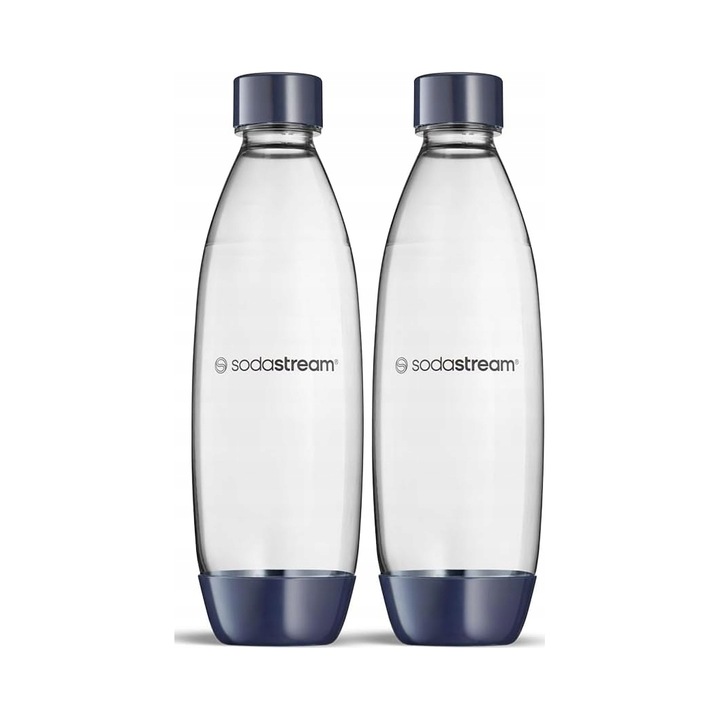 SodaStream Fuse 2 db-os palack szett 1L, sötétkék, magas hőmérsékletnek ellenálló, mosogatógépben mosható