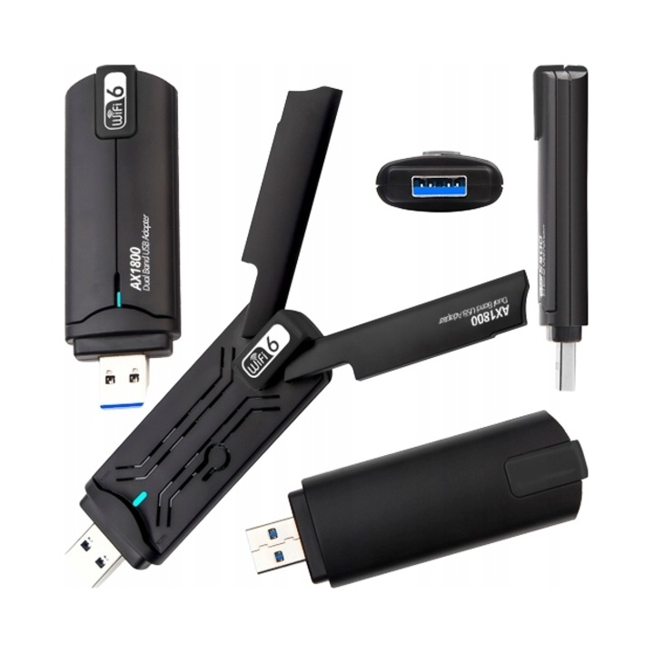 TOKMA TK-870AX vezeték nélküli adapter, WiFi6, 1201Mbps 5GHz, forgatható antennák, USB 3.0