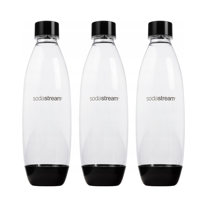 Комплект от 3 бутилки SodaStream Fuse 1L прозрачни, рециклирани, съвместими със сатуратори