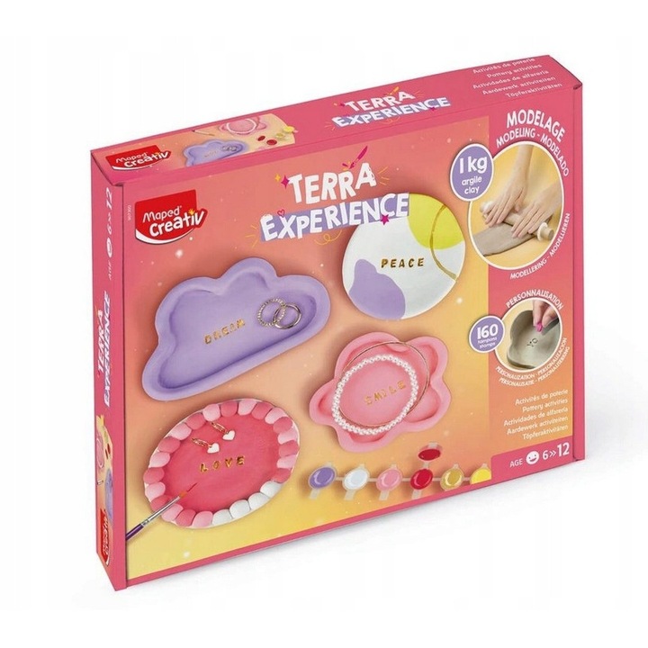 Kreatív agyagkísérlet készlet gyerekeknek, Kreatív, 4 projekt, 1 kg agyag, többszínű