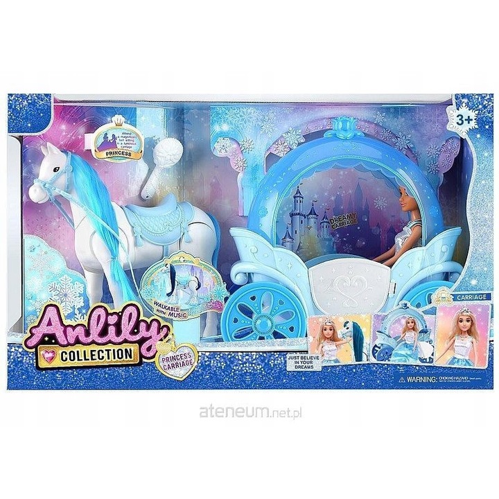Carucior pentru papusi Adar, 29cm, cu papusa
