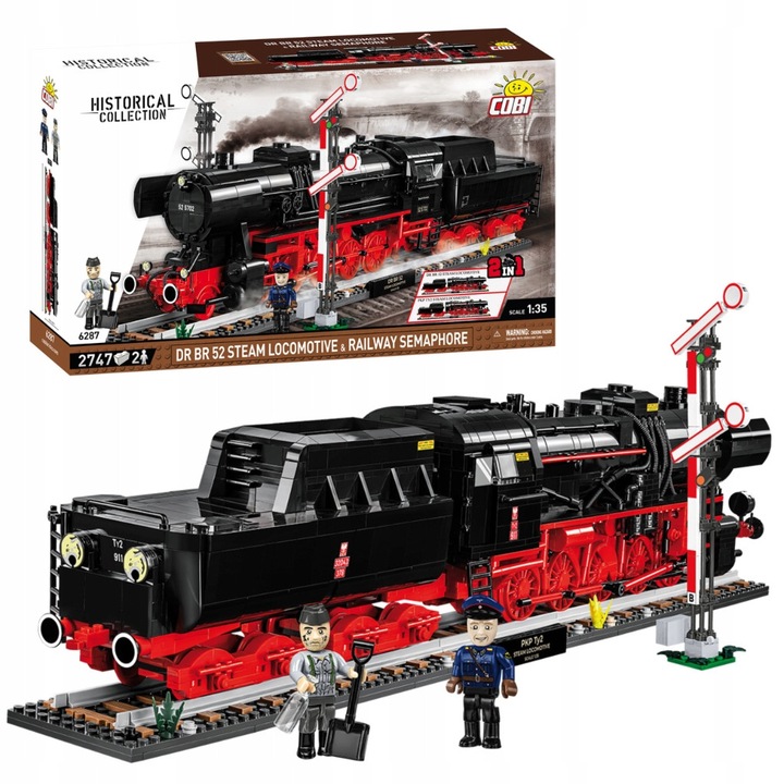 Set de constructie Cobi, locomotiva paroha DR BR 52 / Ty2, 2747 piese, 69x9,5x14cm, 2 figurine