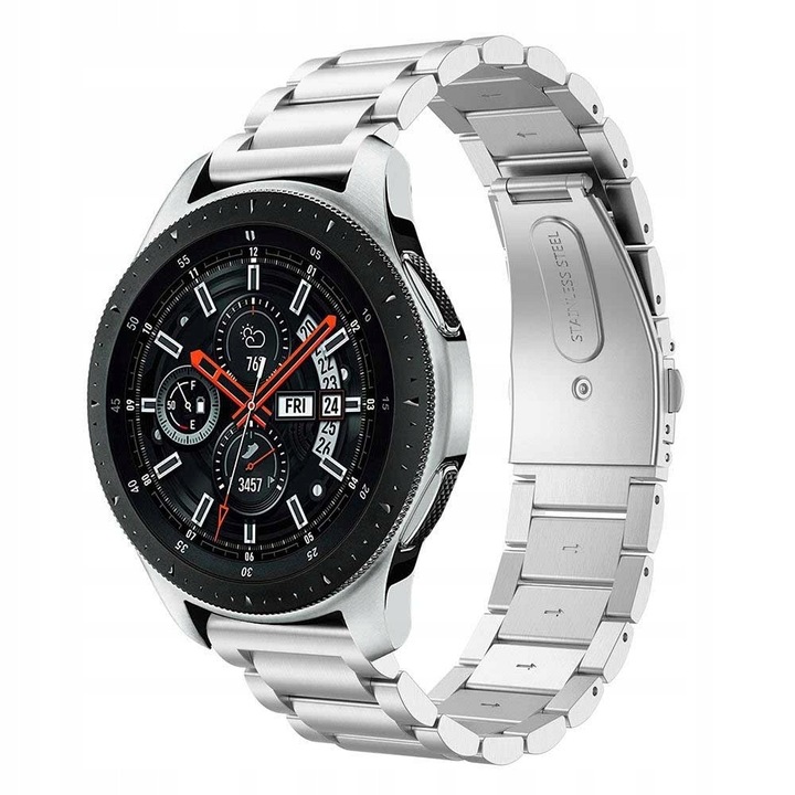 Bransoleta din otel inoxidabil, RZAKcesoria, pentru Huawei Watch GT, GT 2, GT 2e, GT 2 PRO, argintie, dimensiune universala, set complet