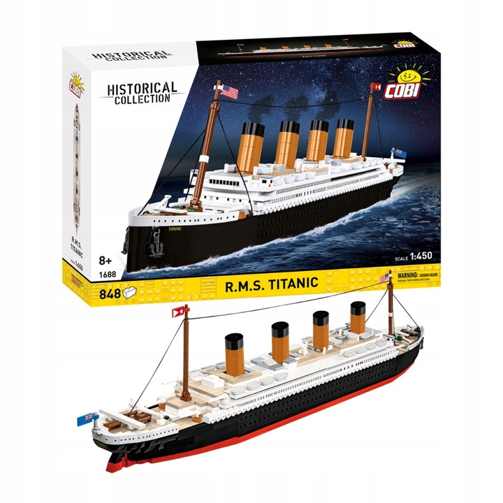 Set de constructie R.M.S. Titanic, Cobi, 848 elemente, 65x14cm, 8 ani+