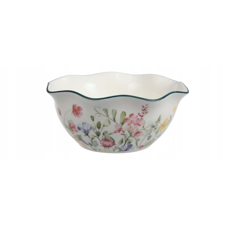 Miska ceramica Pani Kwiatek, 20cm, 1L, floral, pastel, alb