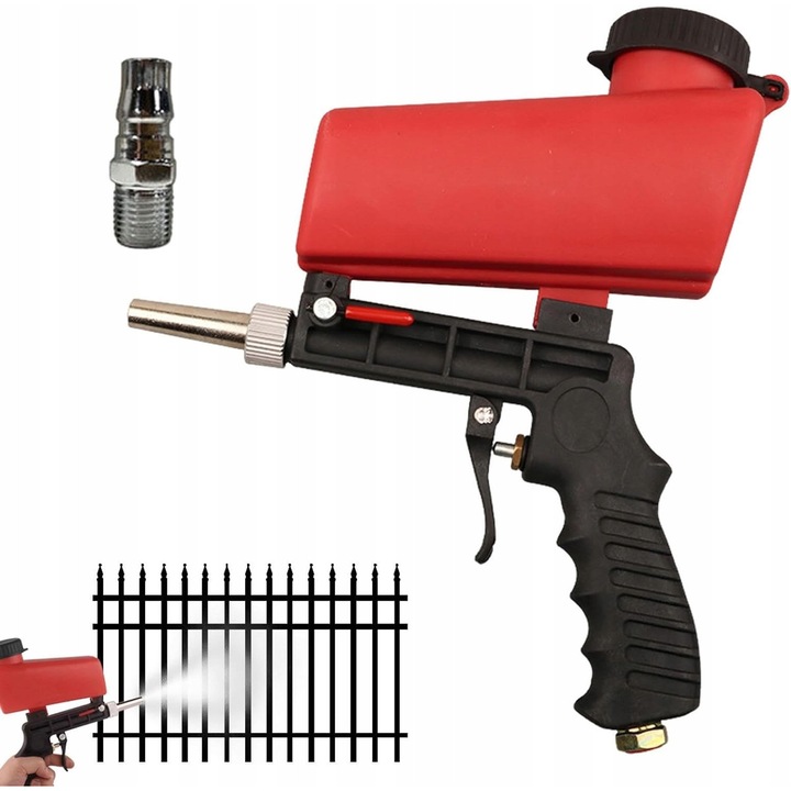 Pistol pneumatic de sablare, 90 psi, set cu rezervor si 2 duze, 21 lbs, plastic si aliaj de aluminiu