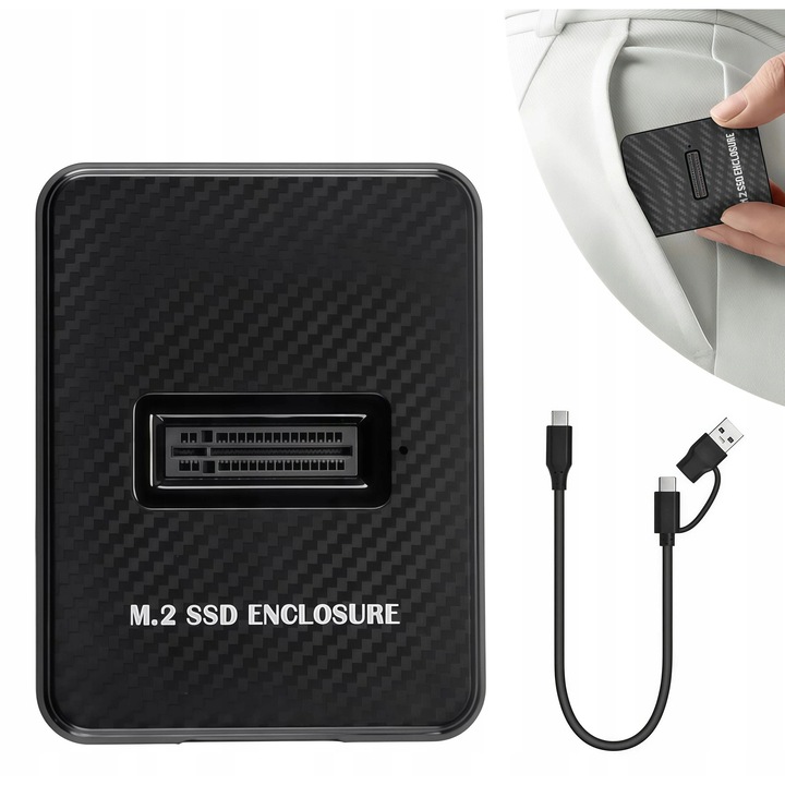 Кутия за SSD M.2 NVMe/SATA USB-C 10 Gb/s, бърз трансфер, съвместимост със SSD до 2 TB