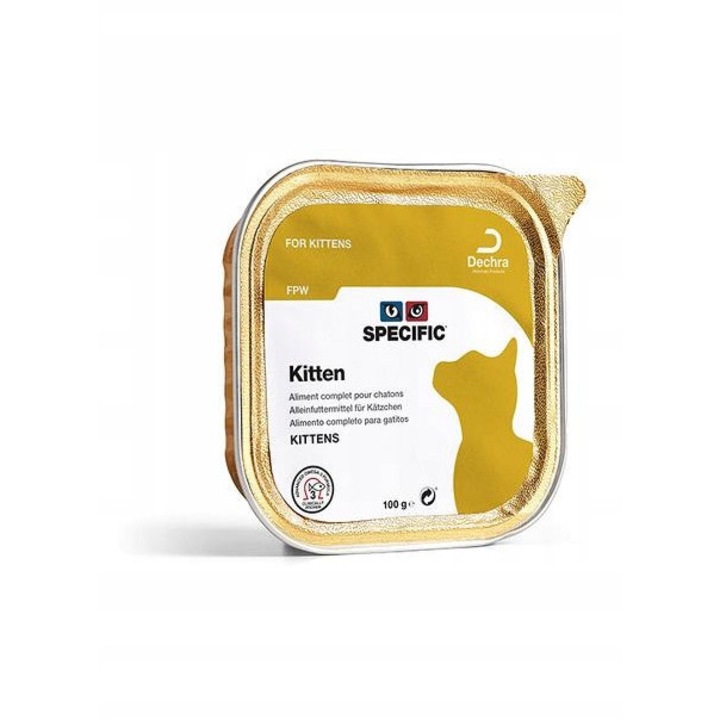 Мокра храна за котки SPECIFIC Kitten FPW, 7 x 100 г, със свинско месо и риба, за растеж и развитие