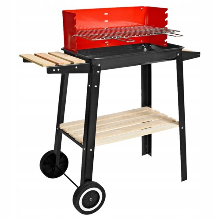 Градинско барбекю XL-Tools, правоъгълно, 85x33x80см, с емайлиран съд, хромирана скара, черен цвят