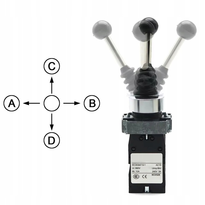 Joystick kapcsoló 2 irányú, dupla zárású 10A 250V