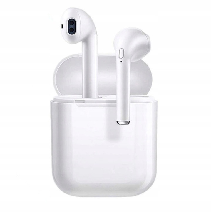 I12 TWS vezeték nélküli fülhallgató powerbankkal, Bluetooth 5.0, fehér