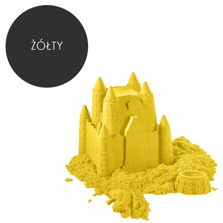 2 kg-os varázshomok készlet, sárga, 12 formával és tárolódobozzal