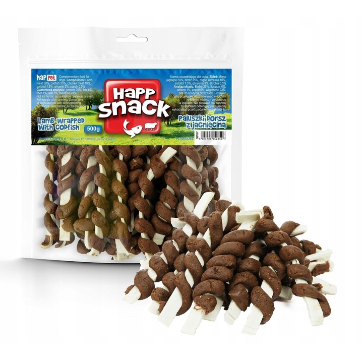 Biscuiti pentru caini Happet, cu peste si miel, 500 g