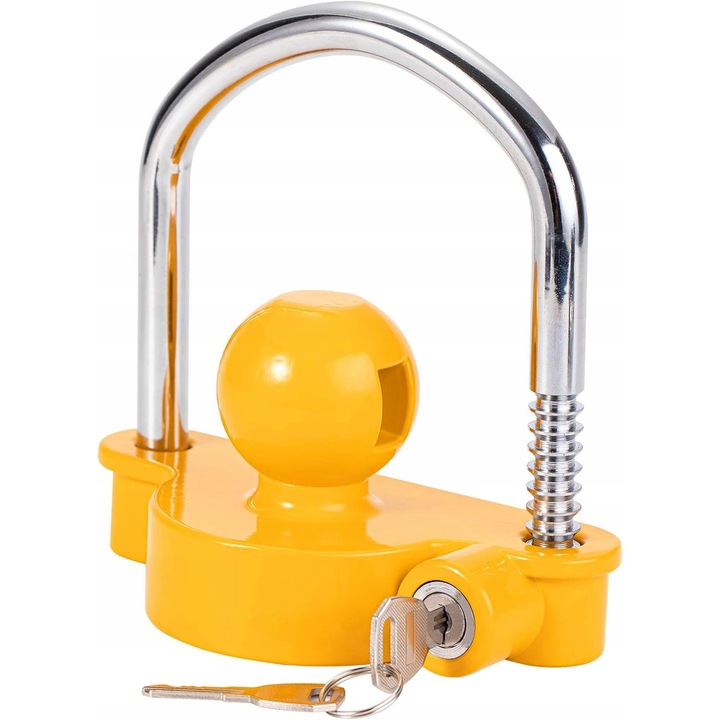 Zavor de securitate pentru remorca, galben, 10 pozitii de blocare, 50 mm, set cu 2 chei