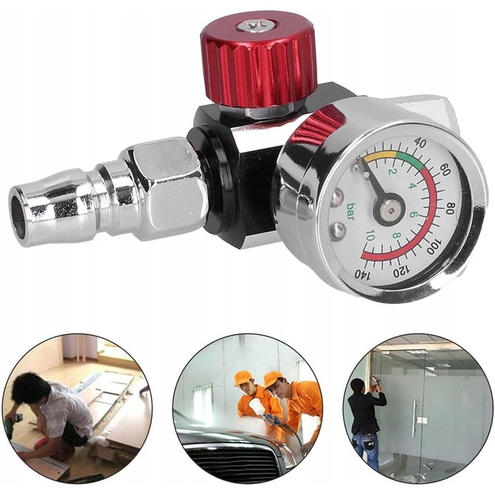 Reductor presiune aer 0-140PSI cu manometru pentru pistol de vopsit