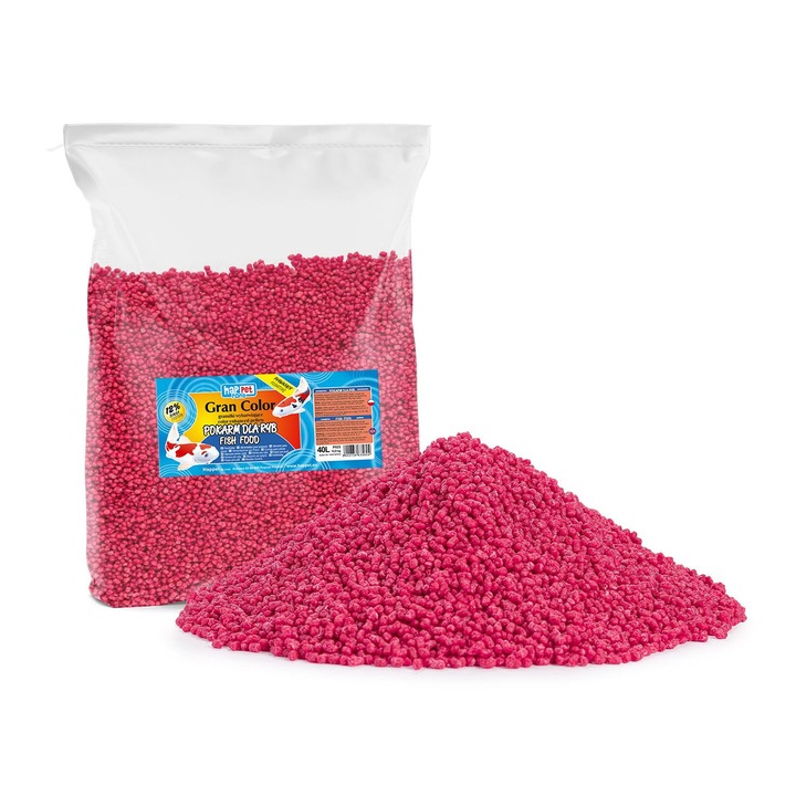 Granule colorante Happet 40L, hrana pentru pesti, recomandata pentru carpi koi si pesti mici, nu murdareste apa