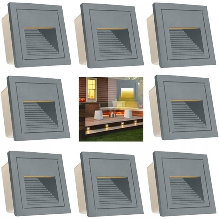 Corpuri iluminat LED, 8 bucati, alb cald, IP65, 3000K, 85-265V