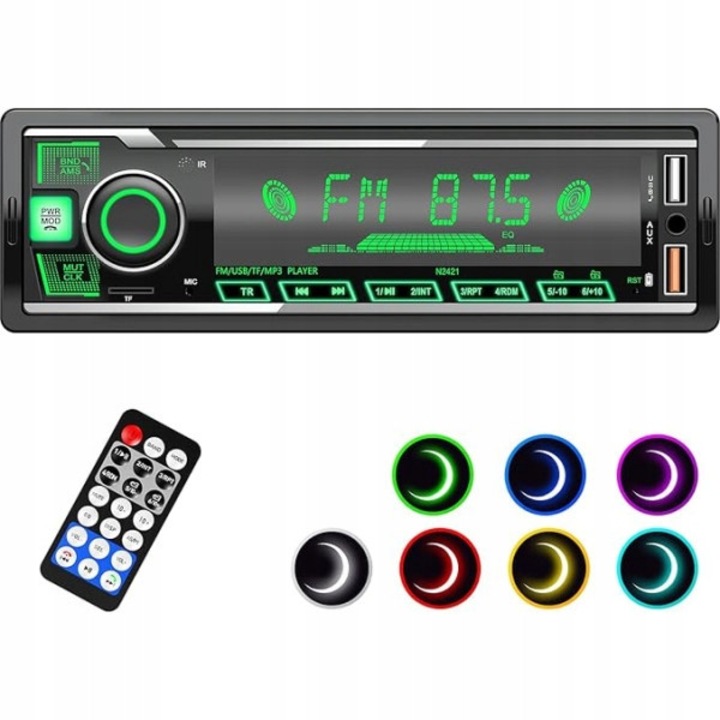 Radio auto N2421 LED 1 DIN FM, 2 USB, AUX, TF, MP3