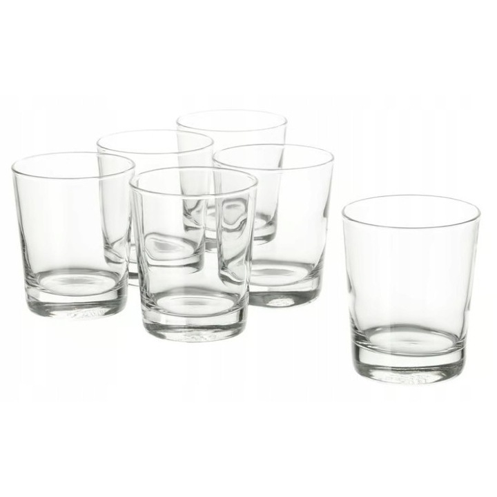 Set pahare IKEA, 4 bucati, 230 ml, sticla transparenta, 10 cm inaltime