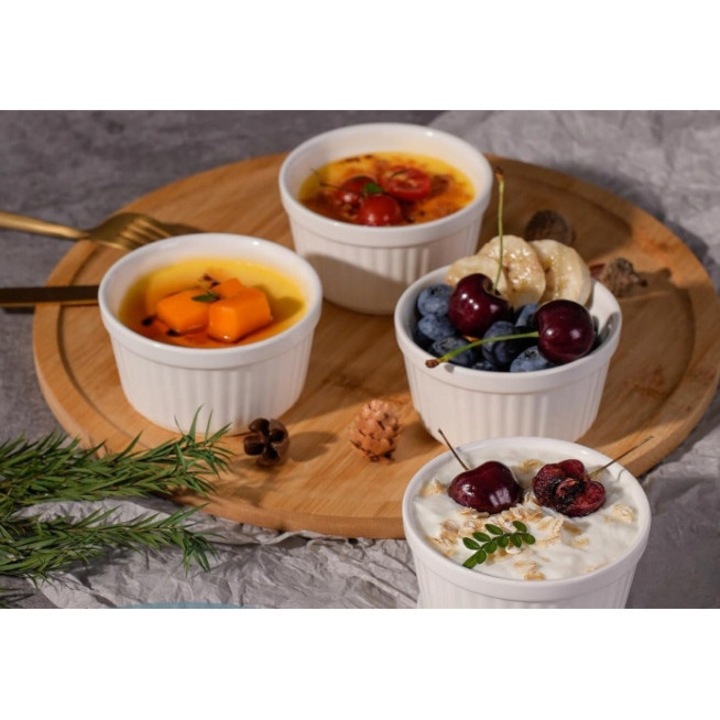 Boluri ceramice pentru copt, set 6 bucati, 200ml, alb, 9x5,3cm