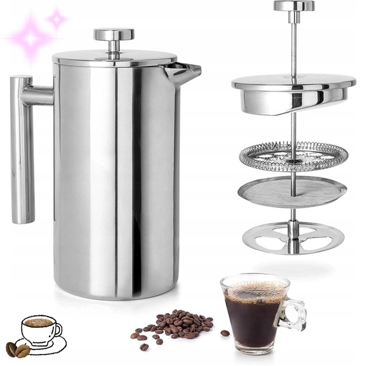 Cafetiere, 800ml, presa franceza, pereti dubli