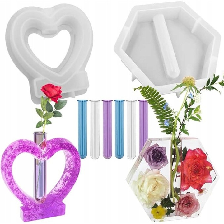 Set forme pentru vaza, 6 compartimente, silicon, alb