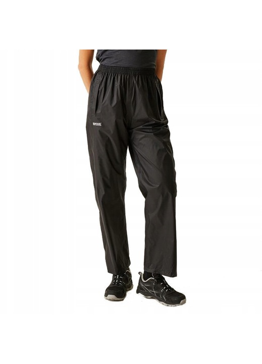Pantaloni sport dama Regatta Pack-It impermeabili, negru, poliamida, cu talie elastica, 2 buzunare laterale
