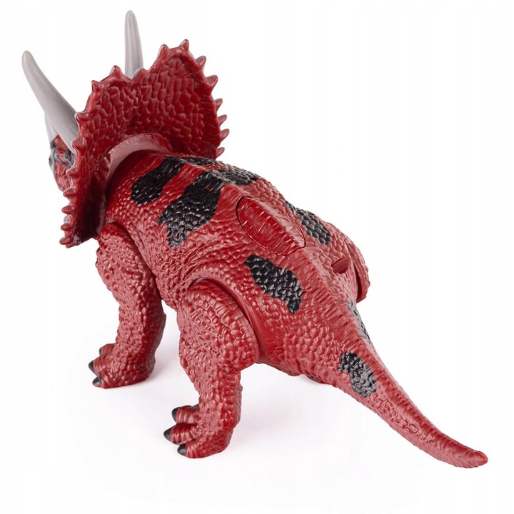 Figurina dinozaur Triceratops interactiva cu sunet si lumina, 14x8x26cm, pentru copii de la 3 ani