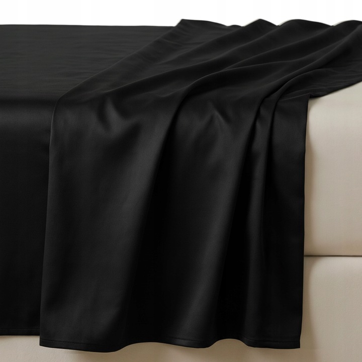 Cearceaf de pat, Spod Igly i Nitki, satinat, 160x200cm, negru