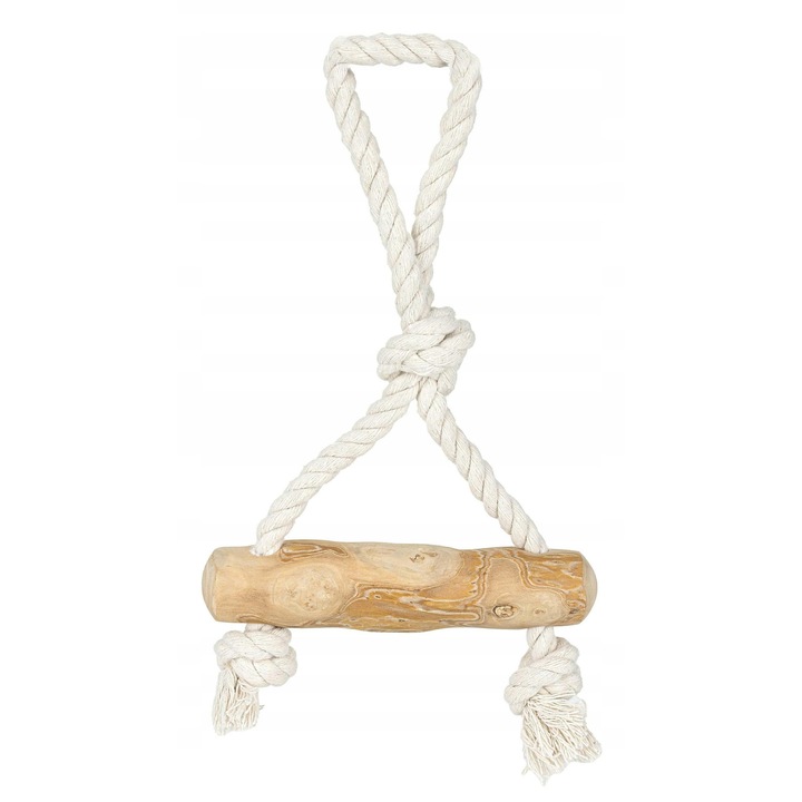 Jucarie naturala pentru caini, 36cm, din lemn de cafea cu sfoara din bumbac, set