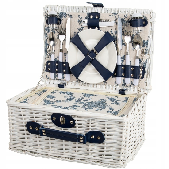Piknikkosár, rattan, 2 személyes, komplett kiegészítőkkel, hőszigetelt, többszínű