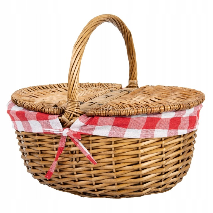 Piknikkosár, rattan, klasszikus design, 2 rekeszes, barna, 30x40x20cm
