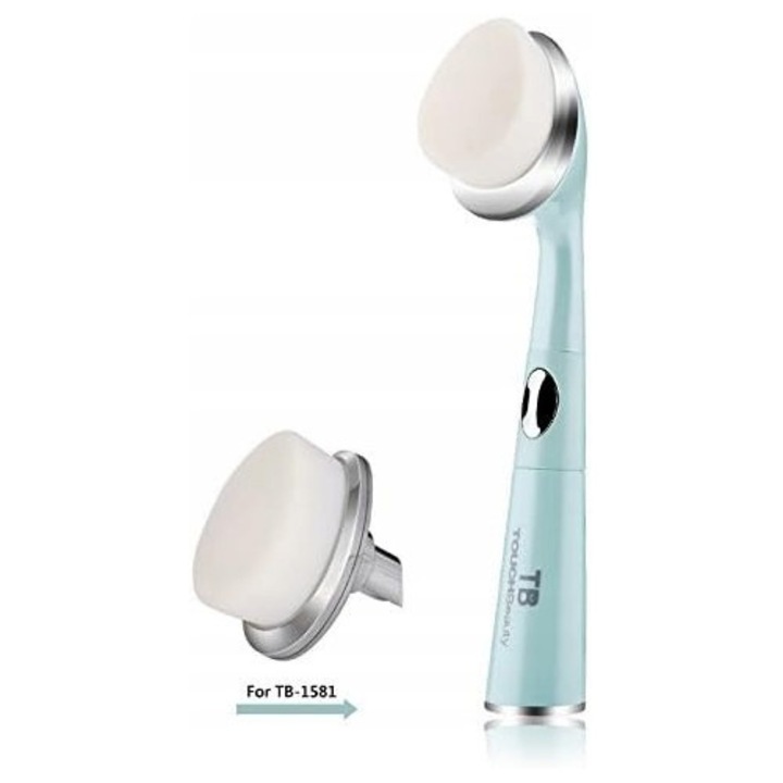 Periuta cu ultrasunete 2 in 1 TOUCHBeauty, curatare faciala si masaj, alb, dimensiuni compacte
