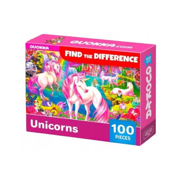 Gyermek puzzle, Quokka, 100 darab, 60x42cm, unikornisok, keresd a különbségeket, 3 év+