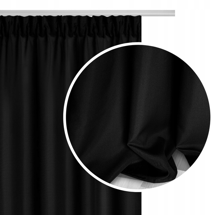 Draperie VIVA, mata, 140x300cm, neagra, set gata de utilizare