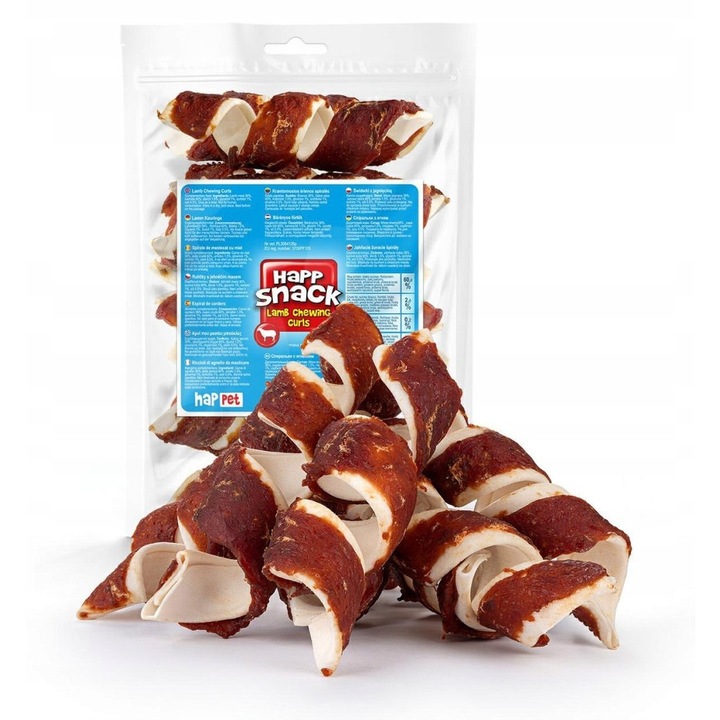 Biscuiti pentru caini, Happet, Spirale cu carne de miel, 18 cm, 500g