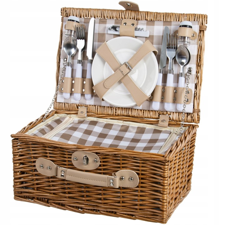 Piknik kosár, rattan, hőszigetelt, többszínű
