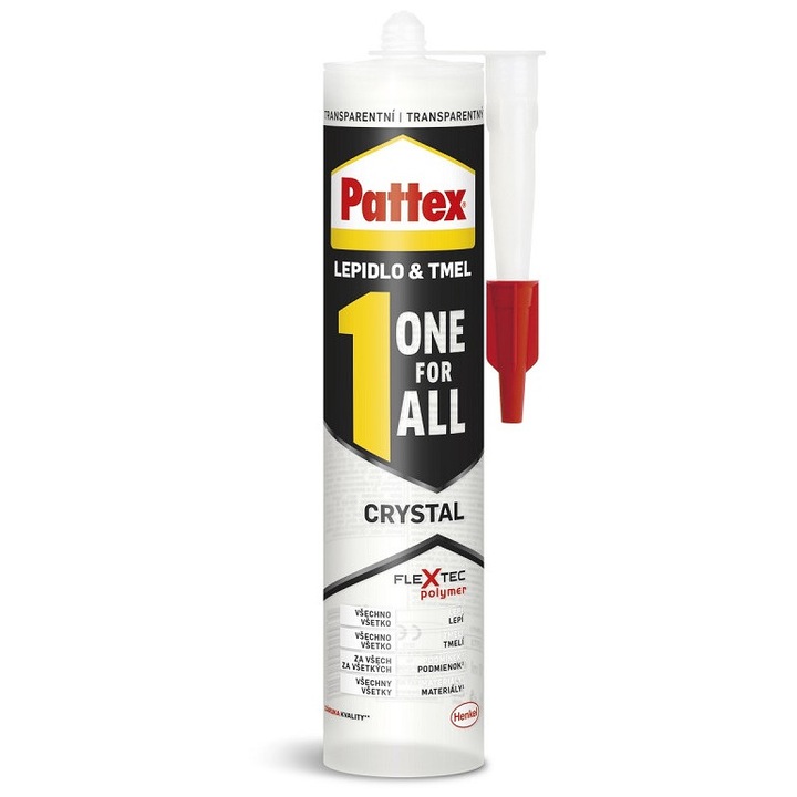 Pattex ONE FOR ALL Crystal, универсално полимерно лепило, прозрачно, 290гр, комплект от 10 броя