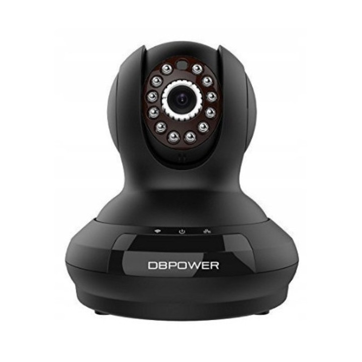 IP камера за наблюдение DBPower FI368, 720p, въртене 350°, наклон 100°, черна