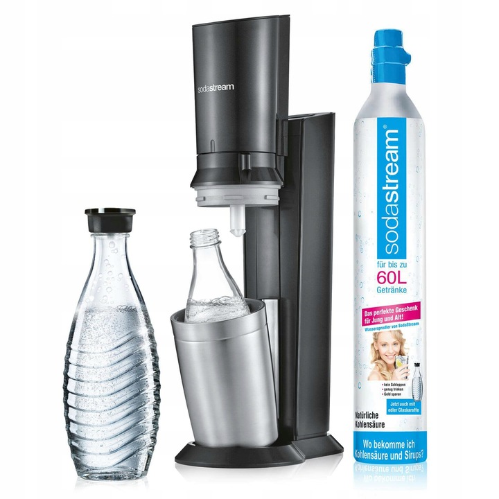 Saturator apa SodaStream Crystal, set cu sticla, butelie CO2, 60-80 litri, transparent