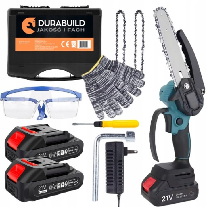 Верижни триони Durabuild, електрическа пила с акумулатор 6", 2 батерии, лека, многоцветна