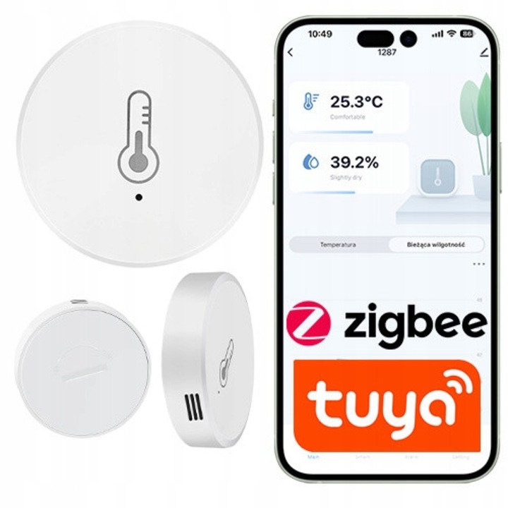 Centrala mini senzor de temperatura si umiditate ZigBee, Sone, 40x13mm, aplicatii Tuya Smart si Smart Life, necesita hub ZigBee