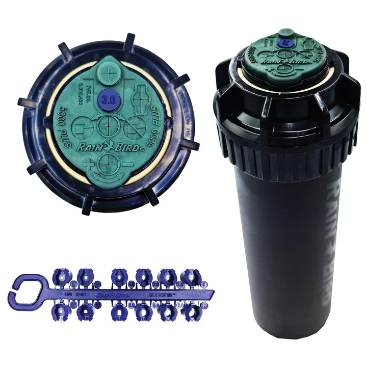 Aspersor rotativ incastrat Rain Bird 5004 Plus, raza 7,6-15,2m, set duze standard si mica, 3/4"