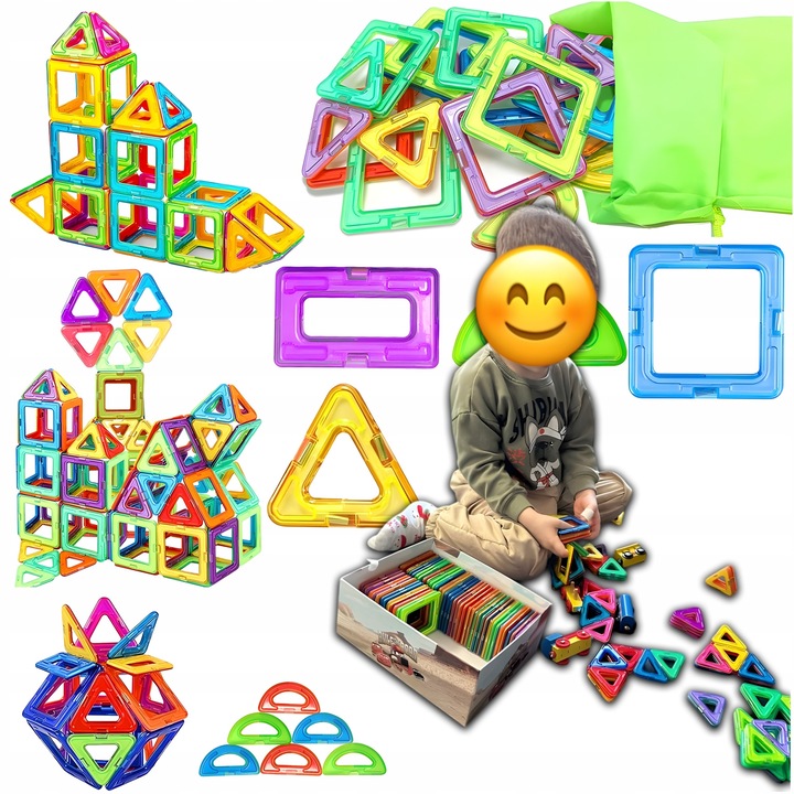 Set de constructie 3D, 48 piese, forme diverse, culori variate