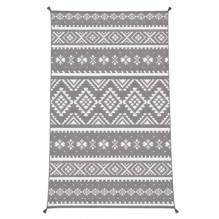 Kültéri szőnyeg 120x180 cm, sárga-fehér, polipropilén, tárolótáskával